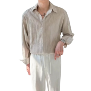 Men’s Apricot Pleated Dress Shirt – Sophisticated Old Money Style