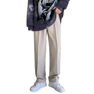 Men’s Khaki Wide-Leg Suit Trousers – Timeless Old Money Sophistication