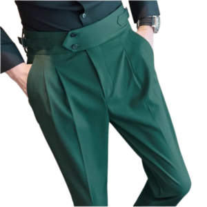 Men’s Green High-Waist Slim Dress Pants – Timeless Old Money Sophistication