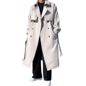 Men’s Beige Double-Breasted Trench Coat – Classic Old Money Elegance