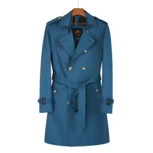 Men’s Off-White Double Rainproof Long Windbreaker – British Gentleman Gabardine Wool Liner