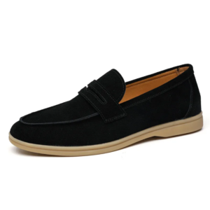 Men’s Black Suede Loafers – Genuine Leather Classic British Style Moccasins & Comfortable Driving Flats