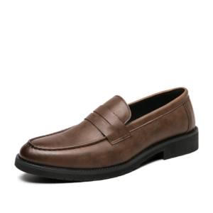 Men’s Brown Leather Loafers – Elegant Business Casual Anti-Slip Formal Shoes