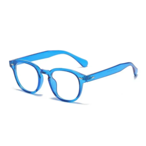 2024 Retro Round Sunglasses – Jelly Sky Blue Frame with UV400 Protection & Rivet Accents