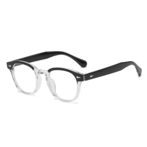 2024 Retro Round Sunglasses – Black and White Frame with UV400 Protection & Rivet Accents