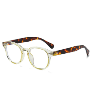 2024 Retro Round Sunglasses – Yellow Leopard Frame with UV400 Protection & Rivet Accents