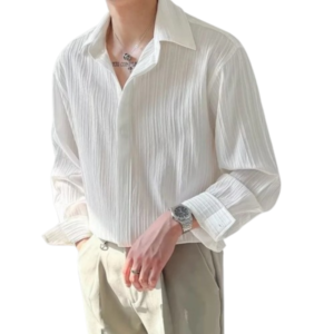 Men’s White Pleated Dress Shirt – Classic Old Money Elegance