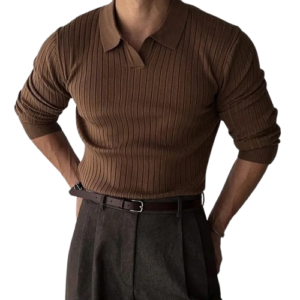 New Autumn Men's Luxury Knitted Polo Shirt – Old Money Style Elegance