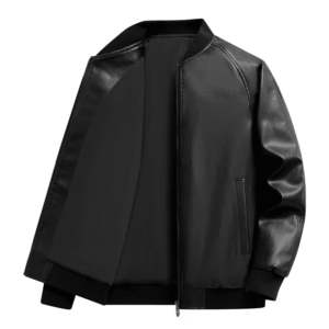 Men’s Autumn Leather Bomber Jacket – Thin Windproof Stand Collar Motorcycle Punk Coat