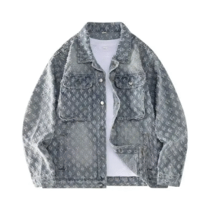 Luxury-Inspired Men’s Jacquard Jacket – Stylish Loose-Fit Cotton Coat, Water-Washed Casual Outerwear for Spring & Autumn